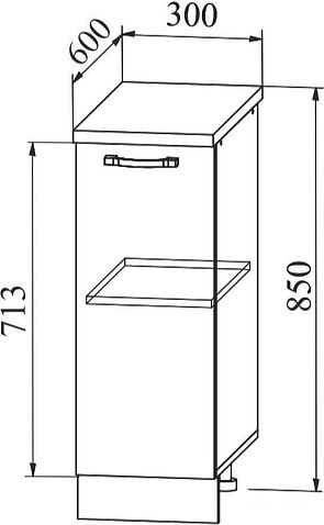 Шкаф напольный ДСВ Тренто С 300 правый (серый/серый)