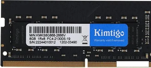Оперативная память Kimtigo 8ГБ DDR4 SODIMM 2666 МГц KMKS8G8682666