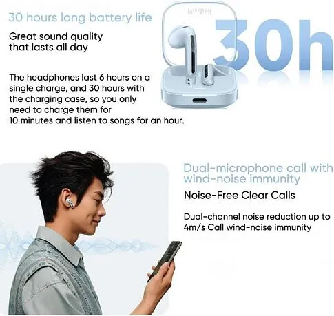 Наушники Xiaomi Redmi Buds 6 Active M2344E1 (черный, международная версия)