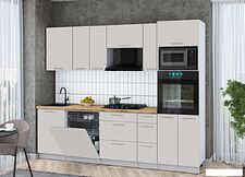 Готовая кухня Интерлиния Мила Gloss 2.6-ПМ1 (кашемир/кашемир/дуб бунратти)