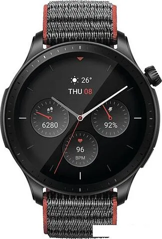 Умные часы Amazfit GTR 4 (черный, с черным нейлоновым ремешком)