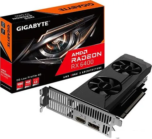 Видеокарта Gigabyte Radeon RX 6400 D6 Low Profile GV-R64D6-4GL