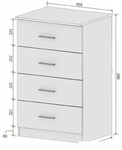 Комод Кортекс-мебель Модерн 60-4ш (белый)