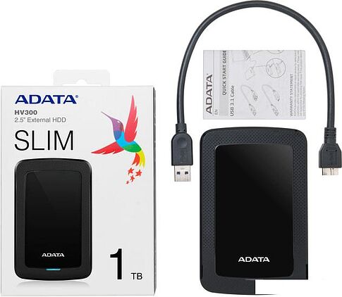 Внешний накопитель ADATA HV300 AHV300-1TU31-CBK 1TB (черный)