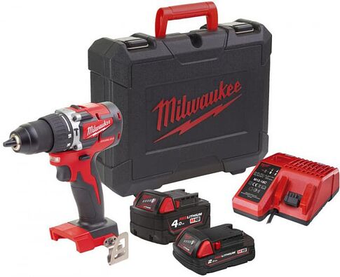 Ударная дрель-шуруповерт Milwaukee M18 M18CBLPD-422C 4933472116 (с 2-мя АКБ 4 Ач + 2 Ач, кейс)