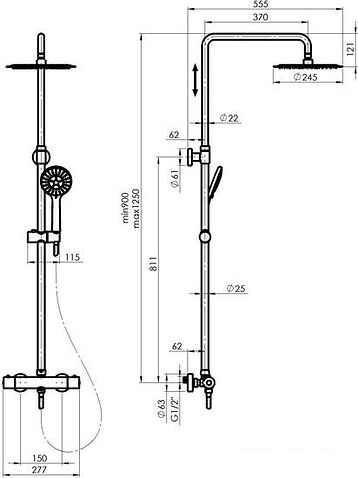 Душевая система Rubineta Olo BK + Thermo-15 BK 625038