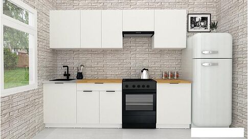 Готовая кухня ВерсоМебель Эко-2 2.6 (белый фасадный/ст.золотистый дуб)