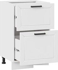 Шкаф напольный Трия Лорас 1Н5Я2 с двумя ящиками (белый/холст белый)