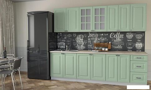 Кухня Интерлиния Мила Деко 2.6 А (мята/травертин серый)