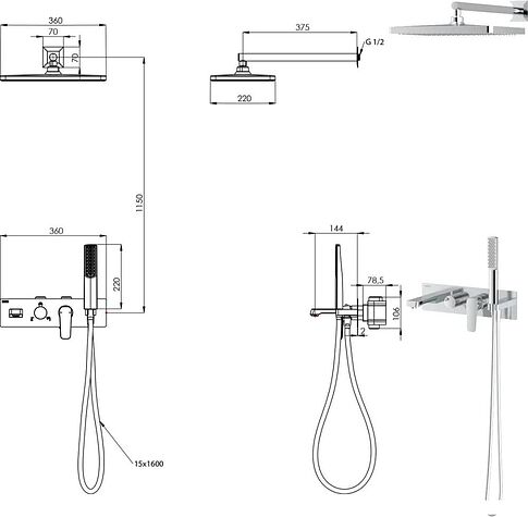 Душевая система  Teska Life Pro AS3160