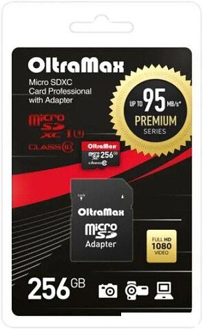 Карта памяти OltraMax Premium Series microSDXC 256GB OM256GCSDXC10UHS-1-PRU3 (с адаптером)