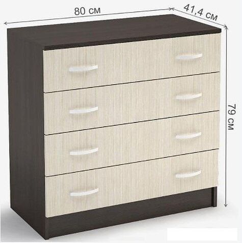 Комод Стендмебель Бася КМ-554-М 4 ящика (дуб белфорт-венге)