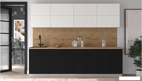 Кухонный модуль Интерлиния Мила Матте 2.7 А (белый/черный/дуб бунратти)