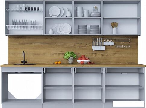 Готовая кухня Интерлиния Мила Шато 2.8А (пепел/пепел/опал светлый)