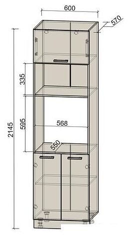 Шкаф-пенал Интерлиния Компо ПШД-№18-2145 (ясень шимо темный/ясень шимо светлый)