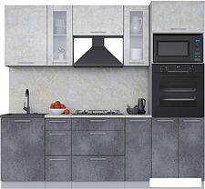 Готовая кухня Интерлиния Мила 2.3 ВТ (бетон лайт/бетон портленд/опал светлый)