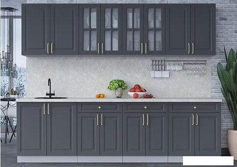 Готовая кухня Интерлиния Мила Шато 2.7А (пепел/пепел/опал светлый)