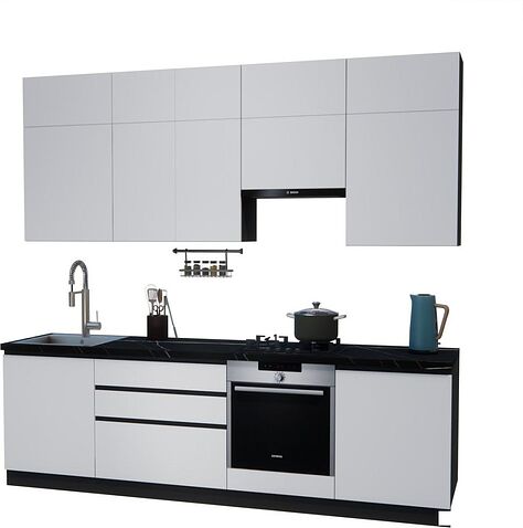 Готовая кухня ВерсоМебель Эко Премиум 2.6 (белый фасадный/ст. тунис)