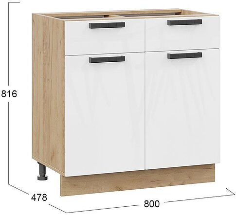 Шкаф напольный Трия Детройт исп.2 1Н8Я1 (дуб крафт золотой/белый глянец)