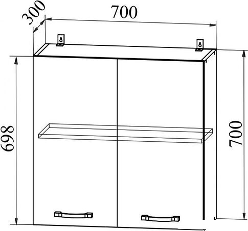 Шкаф навесной ДСВ Тренто П 700 (серый/белый)