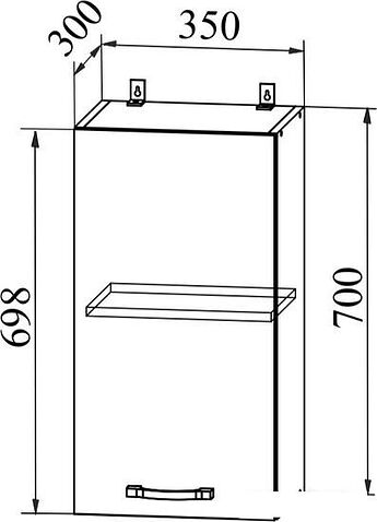 Шкаф навесной ДСВ Тренто П 350 правый (серый/белый)