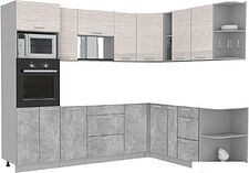 Готовая кухня Интерлиния Мила Лайт 1.88x2.6 правая без столешницы (вудлайн кремовый/бетон)