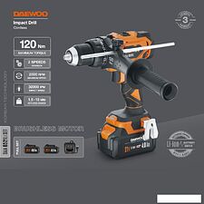 Ударная дрель-шуруповерт Daewoo Power DAA 6521Li Set (с 2-мя АКБ, кейс) Ударная дрель-шуруповерт Daewoo Power DAA 6521Li Set (с 2-мя АКБ, кейс)