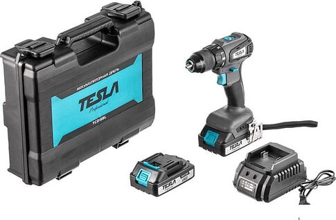 Дрель-шуруповерт Tesla TCD18BL 840369 (с 2-мя АКБ, кейс)