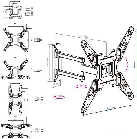 Кронштейн Kromax OPTIMA-414 (черный)