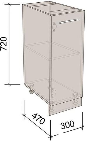 Шкаф напольный Артём-Мебель 300мм СН-114.01 (ДСП бетон спаркс)