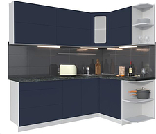Готовая кухня Интерлиния Мила Матте 1.5x2.2 А правая (индиго/индиго глянец/кастилло темный)