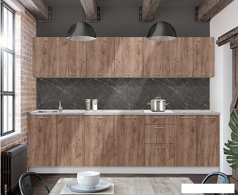 Готовая кухня Артём-Мебель Оля СН-114 без стекла ДСП 2.6м (дуб крафт табачный)