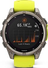 Умные часы Garmin Fenix 8 Solar, Sapphire 47мм (титановый серый с желтым ремешком)