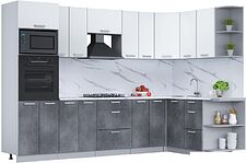 Готовая кухня Интерлиния Мила Лайт 1.68x3.0 правая (белый платинум/бетон портленд/белый гранит) Готовая кухня Интерлиния Мила Лайт 1.68x3.0 правая (белый платинум/бетон портленд/белый гранит)
