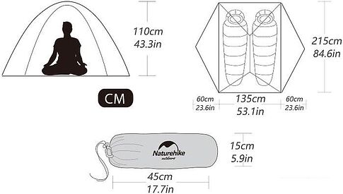 Треккинговая палатка Naturehike Star-river 2 NH17T012-T (20D, зеленый)
