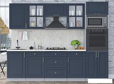 Готовая кухня Интерлиния Мила Шато 2.7В (индиго/индиго/опал светлый)