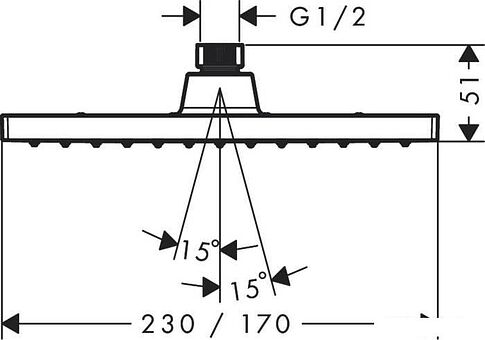 Верхний душ Hansgrohe Vernis Shape 230 1jet 26281670 (черный матовый)