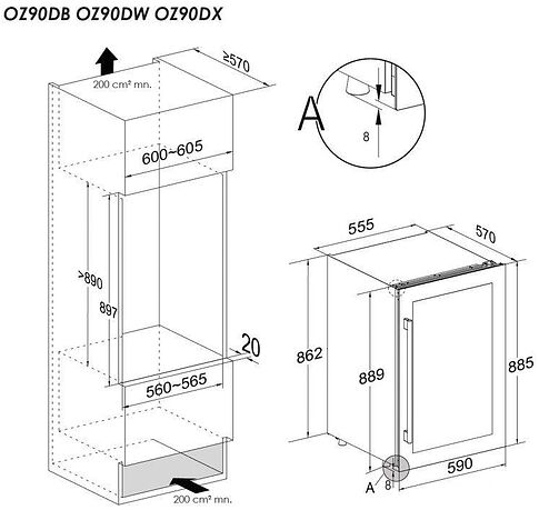 Винный шкаф Temptech OZ90DW