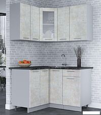 Готовая кухня Интерлиния Мила 12x13 (бетон лайт-бетон лайт-кастилло темный)