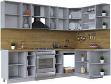 Готовая кухня Интерлиния Тренд 1.5x2.7 правая (океан/океан/дуб бунратти)