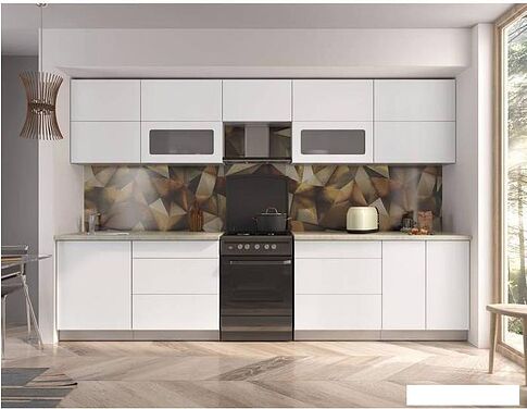 Кухня Интерлиния Мила Матте 3.3 Б (белый/белый/опал светлый)