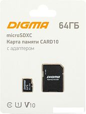 Карта памяти Digma MicroSDXC Class 10 Card10 DGFCA064A01