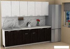 Готовая кухня ЭлиГард Lion 2.4 (белый структурный/дуб марбург/королевский опал)