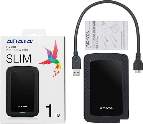 Внешний накопитель A-Data HV300 AHV300-2TU31-CBK 2TB (черный)