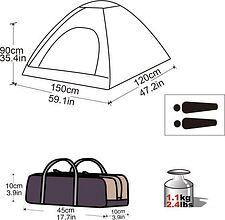 Треккинговая палатка KingCamp Dome Junior [KT3034]