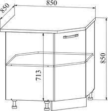 Шкаф напольный ДСВ Тренто СУ 850 правый (серый/белый)