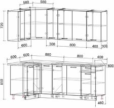 Угловая кухня Интерлиния Мила Лайт 1.2x2.1 (серебро/антрацит)