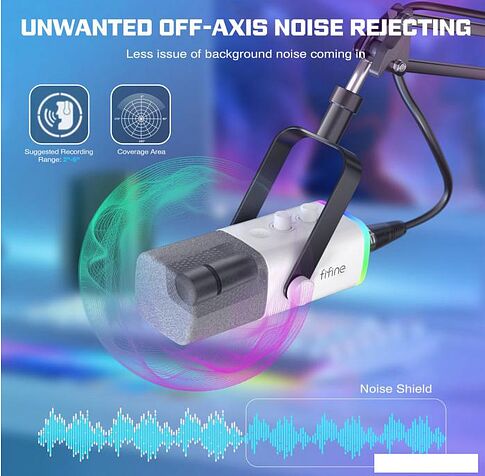 Проводной микрофон FIFINE AM8T (белый)