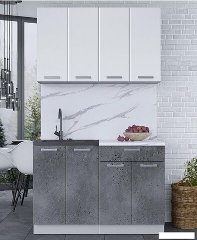 Готовая кухня Интерлиния Мила Лайт 1.2 (белый платинум/бетон портленд)