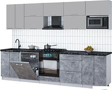 Готовая кухня Интерлиния Мила Gloss 3.0-ПМ2 (керамика/грей/кастилло темный)
